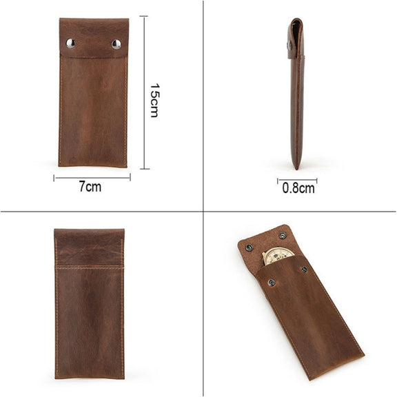 CONTACTS FAMILY CF1110 Universal Crazy Horse Leather Watch Protective Case Storage Bag for Apple Watch (Brown)