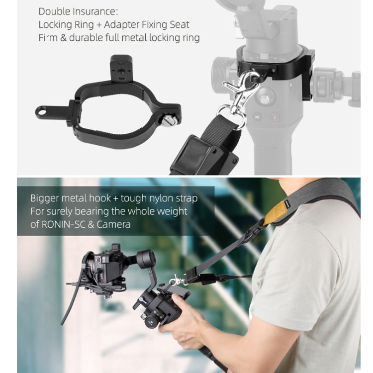 Sunnylife RO-Q9228 Handheld Gimbal Special Lanyard Shoulder Strap + Fixed Ring Hang Buckle for DJI RONIN-SC