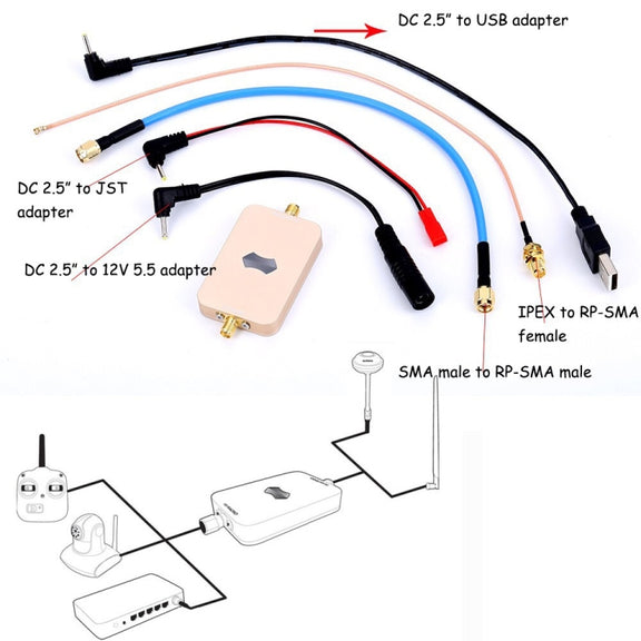 SH-RC58G2W 5.8GHz 2W Wireless WiFi Signal Booster Amplifier for UAV RC (Gold)
