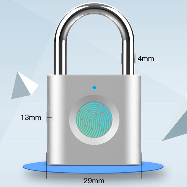 X007 Micro USB Charging Mini Metal Fingerprint Padlock Small Drawer Lock (Silver) - free shipping - PMC Jewellery - Order now!