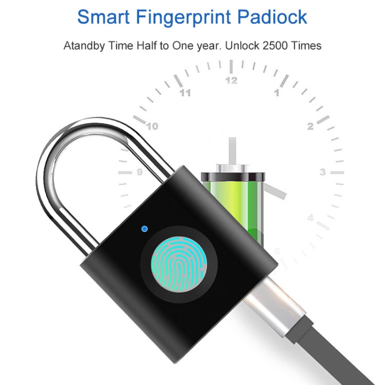 X007 Micro USB Charging Mini Metal Fingerprint Padlock Small Drawer Lock (Silver) - free shipping - PMC Jewellery - Order now!