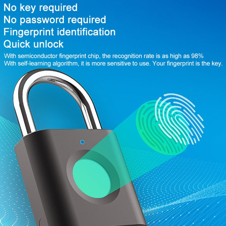 X007 Micro USB Charging Mini Metal Fingerprint Padlock Small Drawer Lock (Silver) - free shipping - PMC Jewellery - Order now!