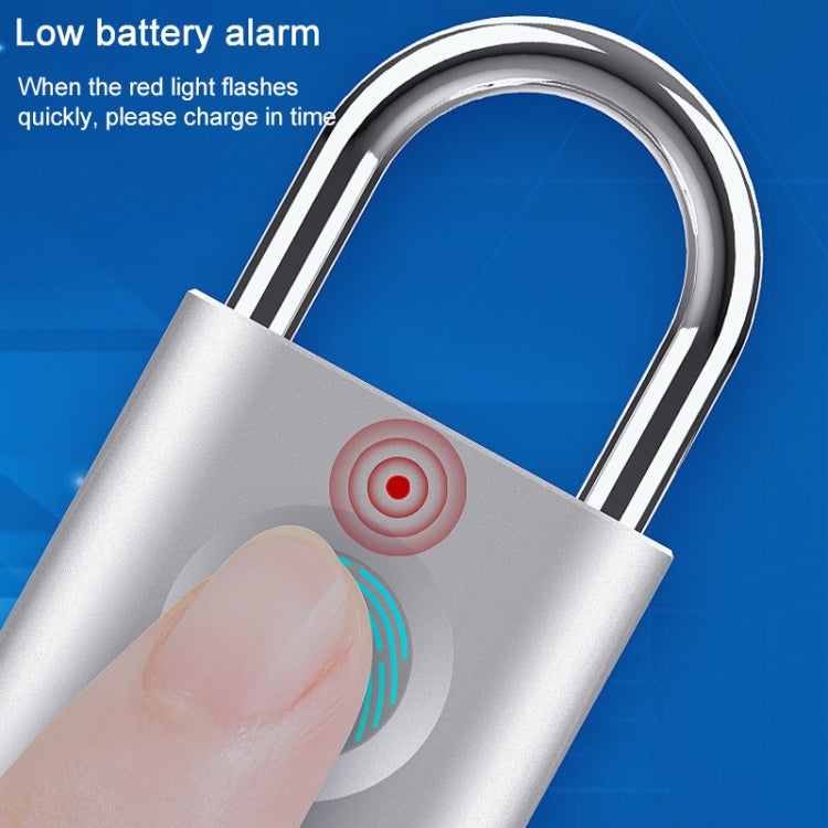 X007 Micro USB Charging Mini Metal Fingerprint Padlock Small Drawer Lock (Silver) - free shipping - PMC Jewellery - Order now!