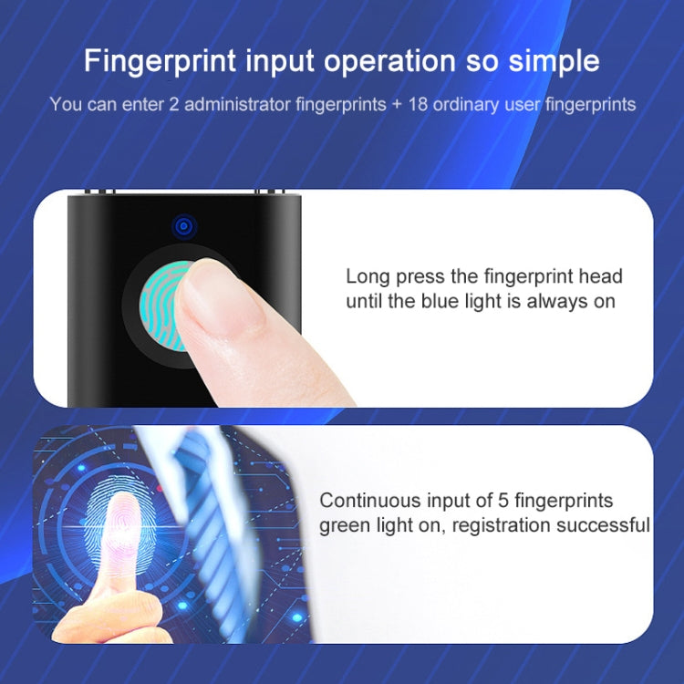 X007 Micro USB Charging Mini Metal Fingerprint Padlock Small Drawer Lock (Silver) - free shipping - PMC Jewellery - Order now!