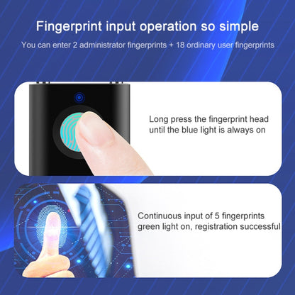 X007 Micro USB Charging Mini Metal Fingerprint Padlock Small Drawer Lock (Silver) - free shipping - PMC Jewellery - Order now!