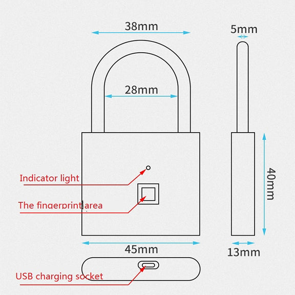 Stainless Steel Automatic Intelligent Fingerprint Padlock Electronic Lock, 10 Fingerprint Edition(Black)