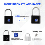 Stainless Steel Automatic Intelligent Fingerprint Padlock Electronic Lock, 10 Fingerprint Edition(Black)