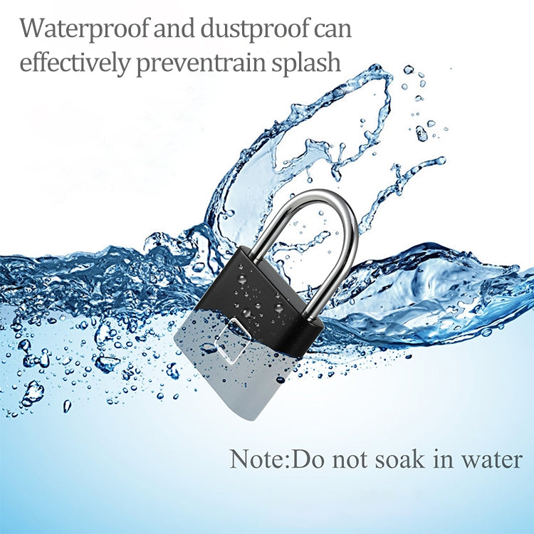 Stainless Steel Automatic Intelligent Fingerprint Padlock Electronic Lock, 10 Fingerprint Edition(Black)