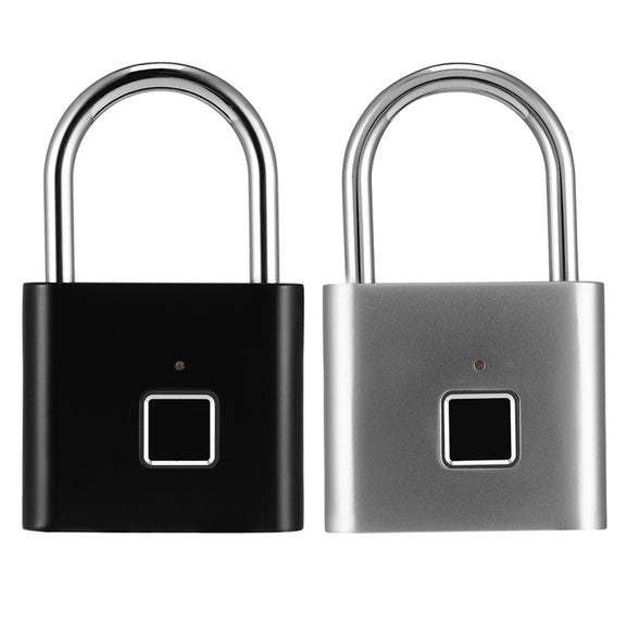 Stainless Steel Automatic Intelligent Fingerprint Padlock Electronic Lock, 10 Fingerprint Edition(Black)