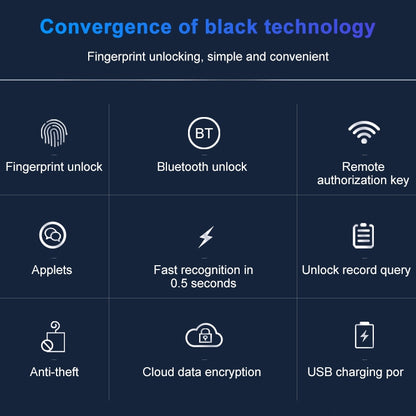 T21FB Micro USB Charging Zinc Alloy Smart Fingerprint + Bluetooth Single Open Drawer Lock File Cabinet Lock - free shipping - PMC Jewellery - Order now!