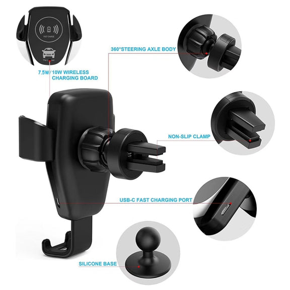 Car Air Outlet Bracket Wireless Charger Qi Standard Wireless Charger(White)