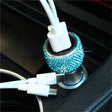 Car Diamond Aluminium Alloy QC3.0 Dual USB Quick Charger(Lake Blue) - Car Charger by PMC TechLife | Online Shopping South Africa | PMC TechLife