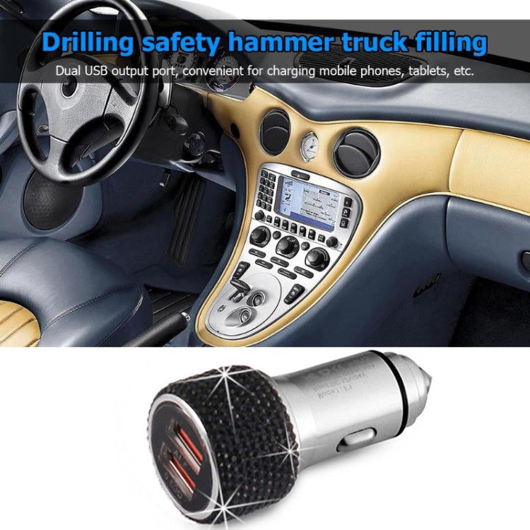 Car Diamond Aluminium Alloy QC3.0 Dual USB Quick Charger(Lake Blue) - Car Charger by PMC TechLife | Online Shopping South Africa | PMC TechLife