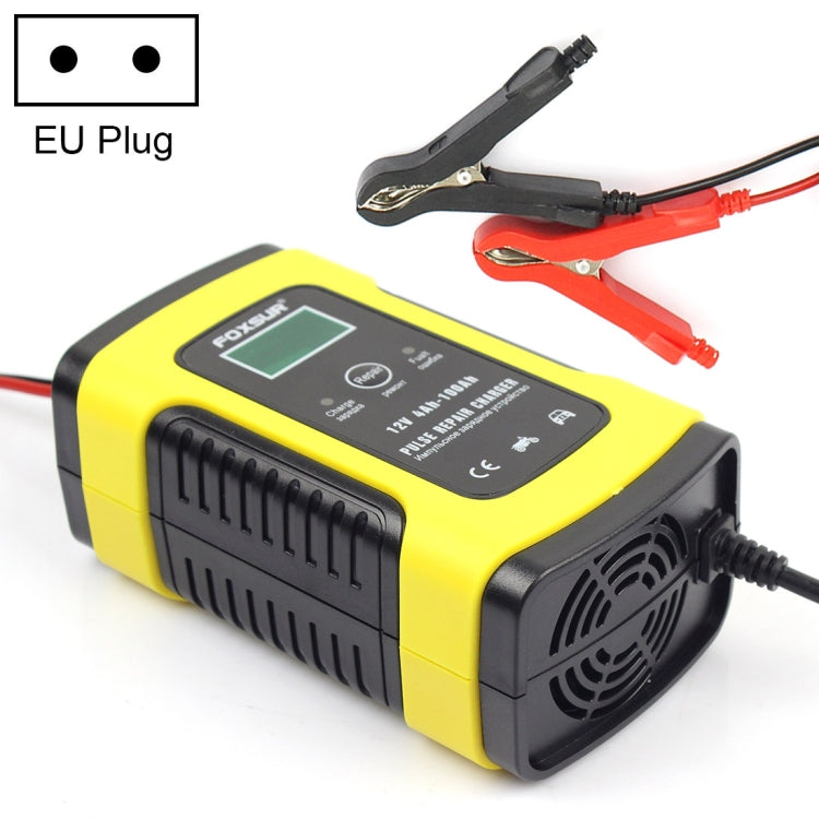 FOXSUR 12V 6A Intelligent Universal Battery Charger for Car Motorcycle, Length: 55cm, EU Plug(Yellow) - free shipping - PMC TechLife - Order now!