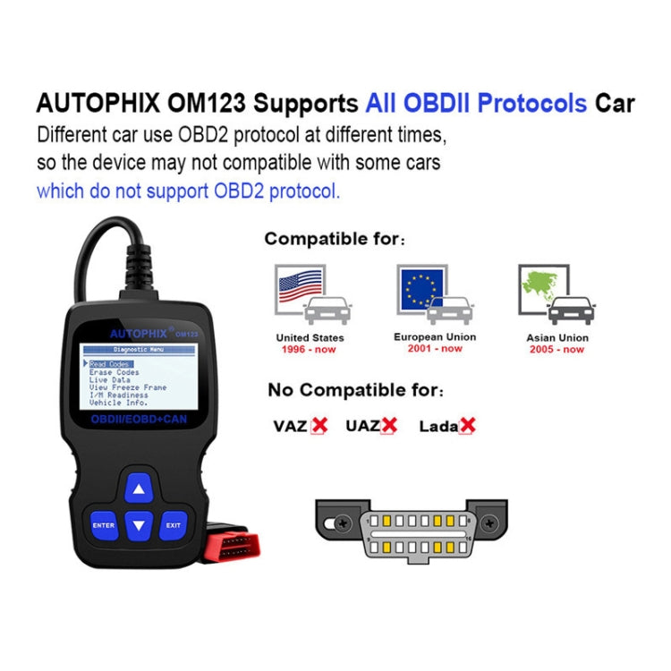 AUTOPHIX OM123 Car Portable OBD2 Scanner Car Diagnostic Tool OBD 2 Automotive Scanner EOBD Code Reader (Orange) - Code Readers & Scan Tools by PMC TechLife | Online Shopping South Africa | PMC TechLife