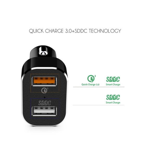 VEDFUN TurboDrive C210 Dual Ports Quick Charge 3.0 + SDDC Technology USB Car Charger for Smartphones and Tablets