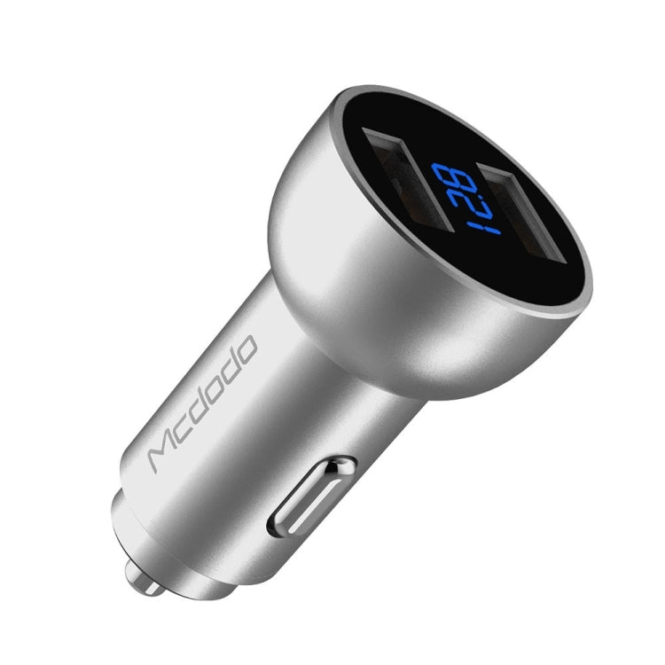 Mcdodo CC-3871 2-Ports USB LED Smart Digital Display Car Charger, For iPhone, iPad, Samsung, HTC, Sony, LG, Huawei, Lenovo, and other Smartphones or Tablet(Silver) - Car Charger by Mcdodo | Online Shopping South Africa | PMC Jewellery | Buy Now Pay Later Mobicred
