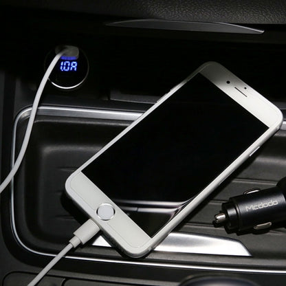 Mcdodo CC-3871 2-Ports USB LED Smart Digital Display Car Charger, For iPhone, iPad, Samsung, HTC, Sony, LG, Huawei, Lenovo, and other Smartphones or Tablet(Silver) - Car Charger by Mcdodo | Online Shopping South Africa | PMC Jewellery | Buy Now Pay Later Mobicred