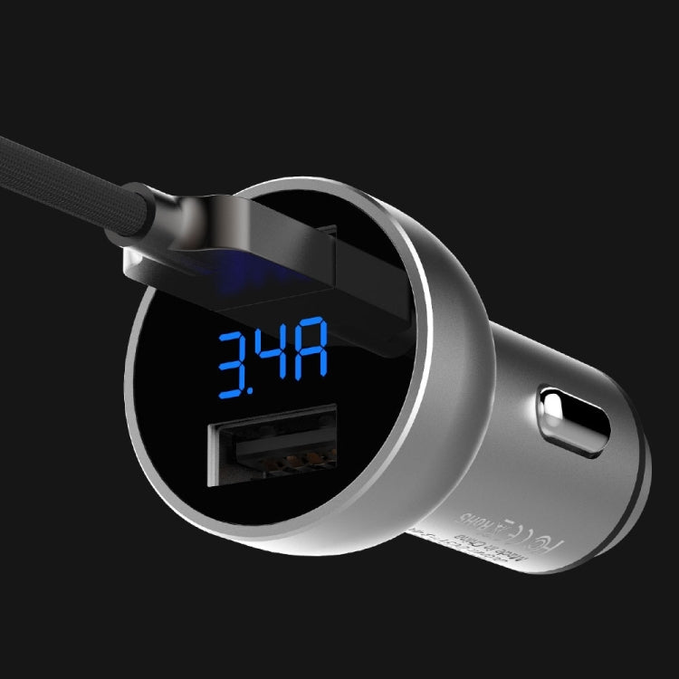 Mcdodo CC-3871 2-Ports USB LED Smart Digital Display Car Charger, For iPhone, iPad, Samsung, HTC, Sony, LG, Huawei, Lenovo, and other Smartphones or Tablet(Silver) - Car Charger by Mcdodo | Online Shopping South Africa | PMC Jewellery | Buy Now Pay Later Mobicred