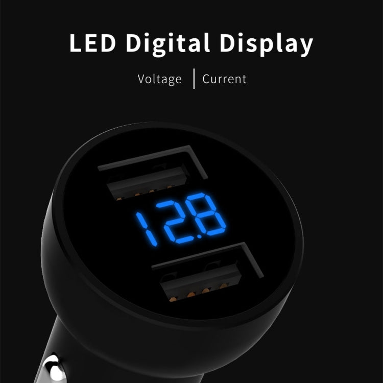 Mcdodo CC-3871 2-Ports USB LED Smart Digital Display Car Charger, For iPhone, iPad, Samsung, HTC, Sony, LG, Huawei, Lenovo, and other Smartphones or Tablet(Silver) - Car Charger by Mcdodo | Online Shopping South Africa | PMC Jewellery | Buy Now Pay Later Mobicred