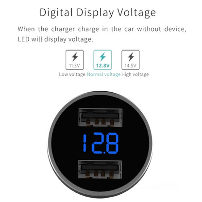 Mcdodo CC-3871 2-Ports USB LED Smart Digital Display Car Charger, For iPhone, iPad, Samsung, HTC, Sony, LG, Huawei, Lenovo, and other Smartphones or Tablet(Silver) - Car Charger by Mcdodo | Online Shopping South Africa | PMC Jewellery | Buy Now Pay Later Mobicred