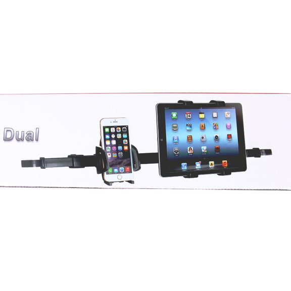 IMOUNT Car Headrest Mount 2 in 1 Car Back Seat Headrest Mount Tablet and Phone Holder with 360 Degree Adjustable Rotatio, For iPhone, Galaxy, Huawei, Xiaomi, Sony, LG, HTC, Google and other Smartphones, iPad, Tablet, Phone