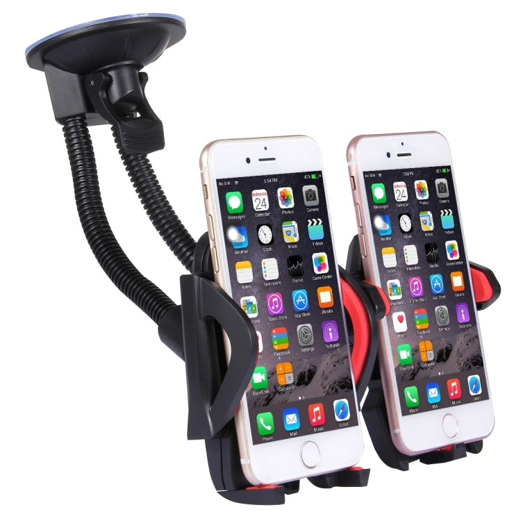 Suction Cup Couple Car Mount Holder Stand Suction Bracket with Adjustable Goose Neck for GPS & PDA & MP4, For iPhone, Samsung, Huawei, Xiaomi, HTC and Other Smartphones(Red) - Car Holders by PMC TechLife | Online Shopping South Africa | PMC TechLife