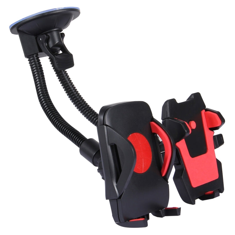 Suction Cup Couple Car Mount Holder Stand Suction Bracket with Adjustable Goose Neck for GPS & PDA & MP4, For iPhone, Samsung, Huawei, Xiaomi, HTC and Other Smartphones(Red) - Car Holders by PMC TechLife | Online Shopping South Africa | PMC TechLife