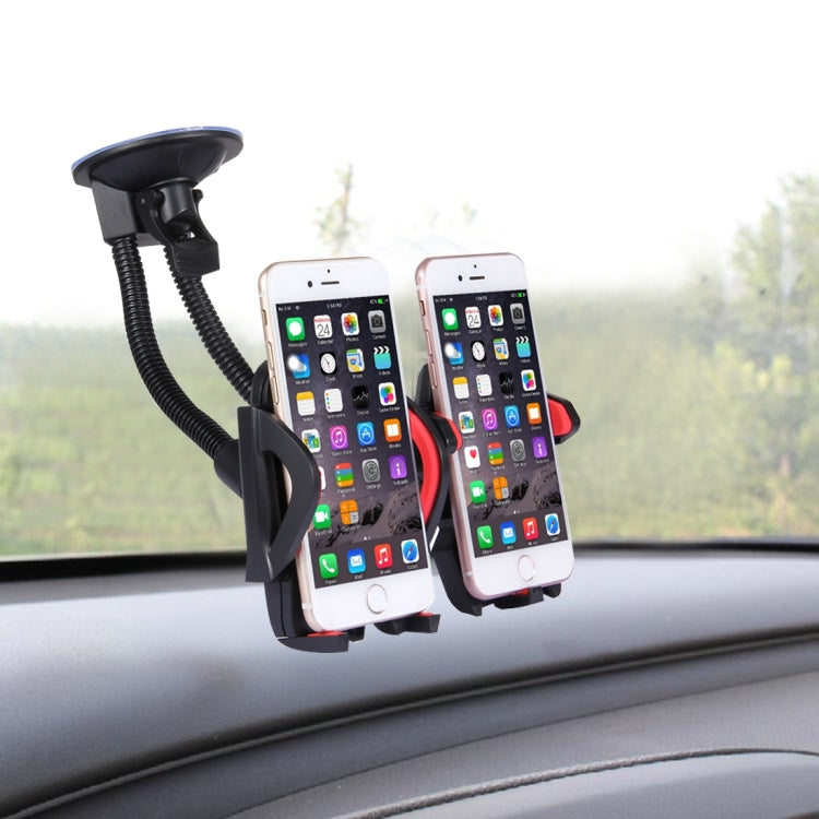 Suction Cup Couple Car Mount Holder Stand Suction Bracket with Adjustable Goose Neck for GPS & PDA & MP4, For iPhone, Samsung, Huawei, Xiaomi, HTC and Other Smartphones(Red) - Car Holders by PMC TechLife | Online Shopping South Africa | PMC TechLife