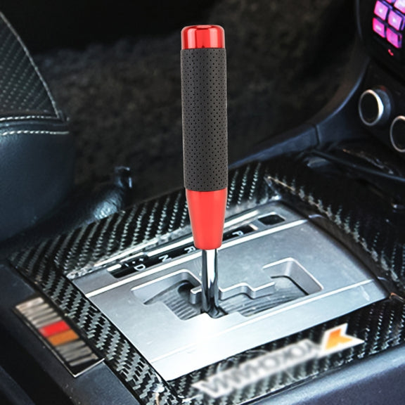 Metal Leather Long Column Car Shift Knob, Size: 18x3.3cm (Red)