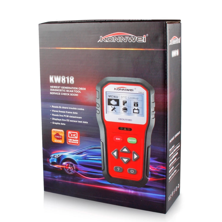 KONNWEI KW818 EOBD / OBDII Car Auto Diagnostic Scan Tools CAN Code Reader Scanner (Only for 12V Gasoline Car) - Code Readers & Scan Tools by KONNWEI | Online Shopping South Africa | PMC TechLife | Buy Now Pay Later Mobicred