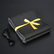 Car Genuine Leather Hand-stitched Adaptation Steering Wheel Cover, For Steering Wheel Size 37-38cm(Black)