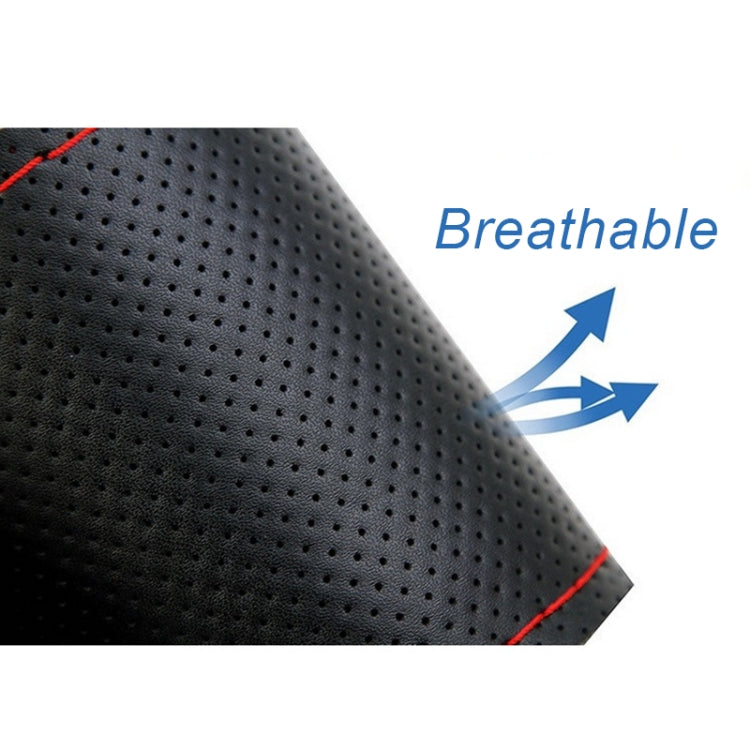 Car Genuine Leather Hand-stitched Adaptation Steering Wheel Cover, For Steering Wheel Size 37-38cm(Black)