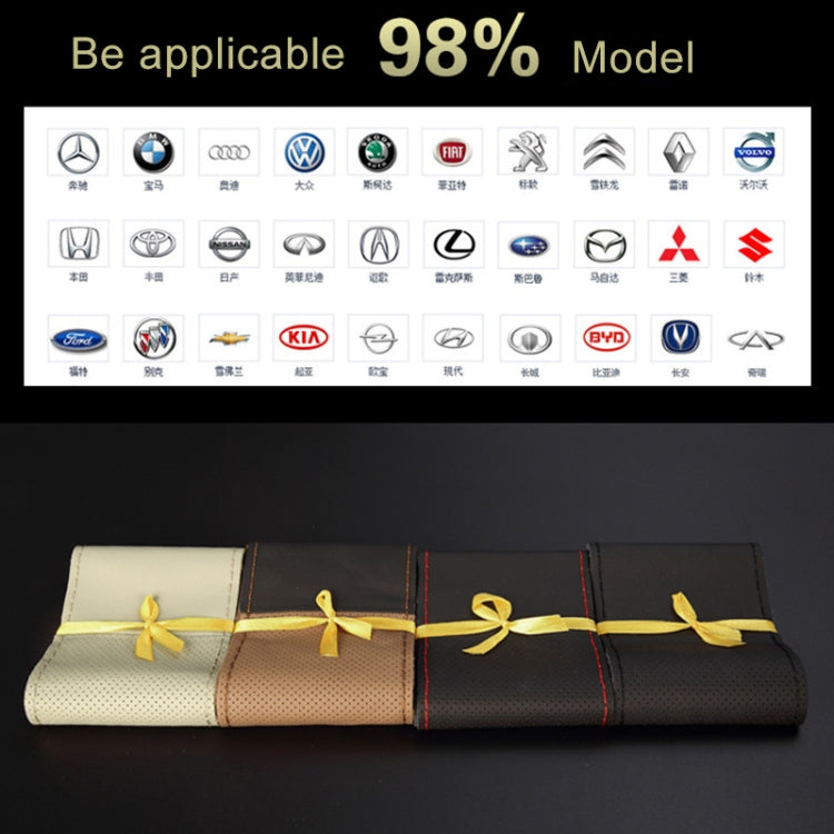 Car Genuine Leather Hand-stitched Adaptation Steering Wheel Cover, For Steering Wheel Size 37-38cm(Black) - free shipping - PMC Jewellery - Order now!