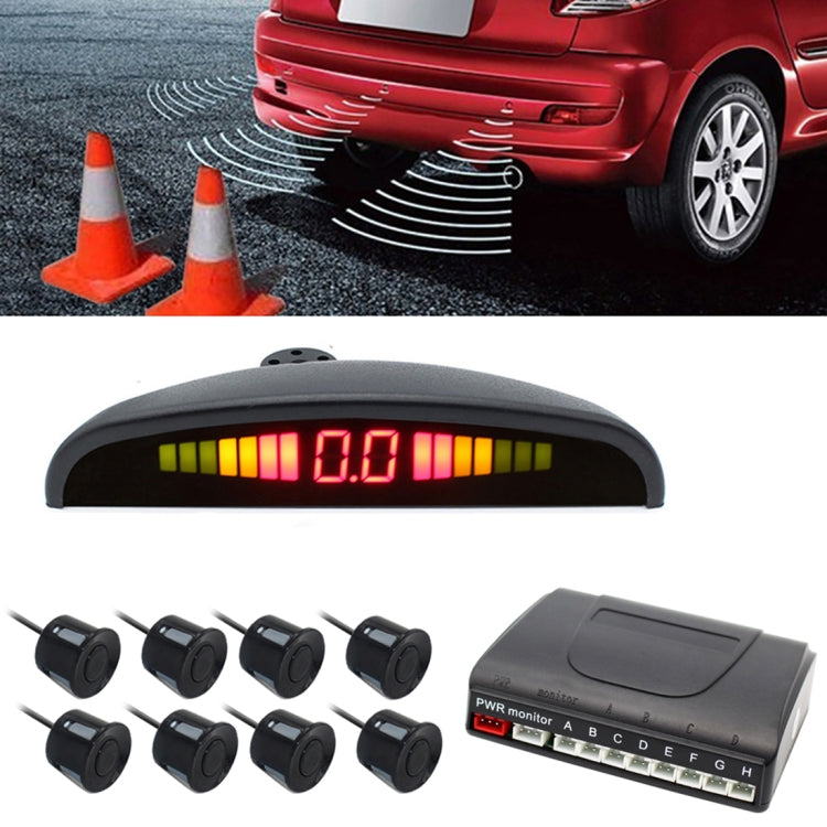 PZ-300-8 Car Parking Reversing Buzzer LED Monitor Parking Alarm Assistance System with 4*7m Front Sensors and 4*2.5m Rear Sensors - free shipping - PMC TechLife - Order now!