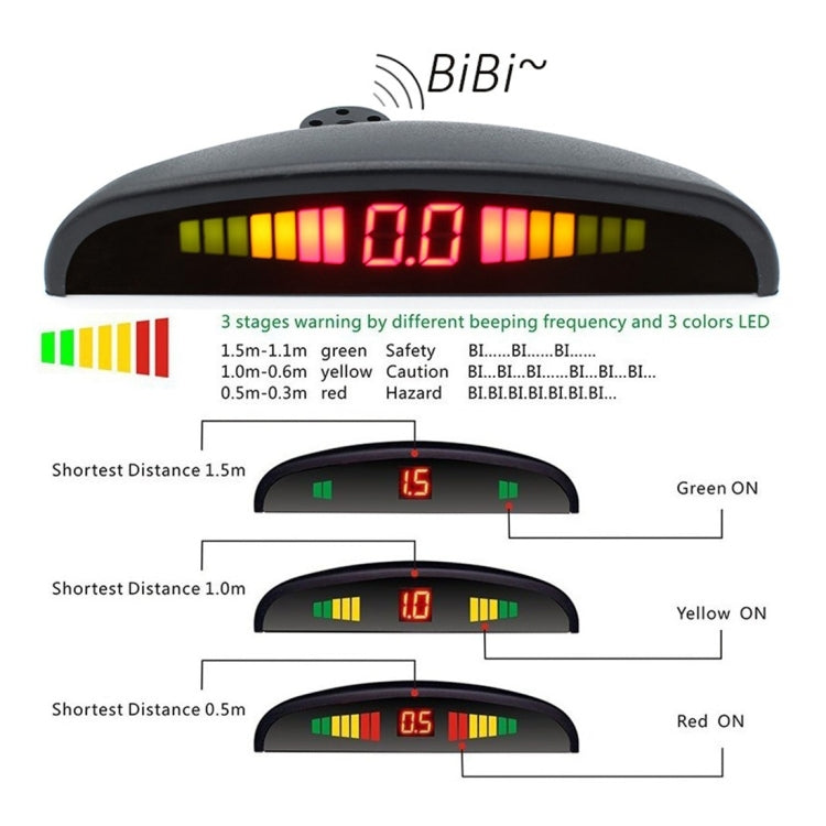 PZ-300-8 Car Parking Reversing Buzzer LED Monitor Parking Alarm Assistance System with 4*7m Front Sensors and 4*2.5m Rear Sensors - free shipping - PMC TechLife - Order now!