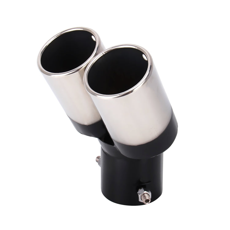 Universal Car Styling Stainless Steel Curved Double Outlets Exhaust Tail Muffler Tip Pipe(Black) - Exhaust Pipes by PMC TechLife | Online Shopping South Africa | PMC TechLife