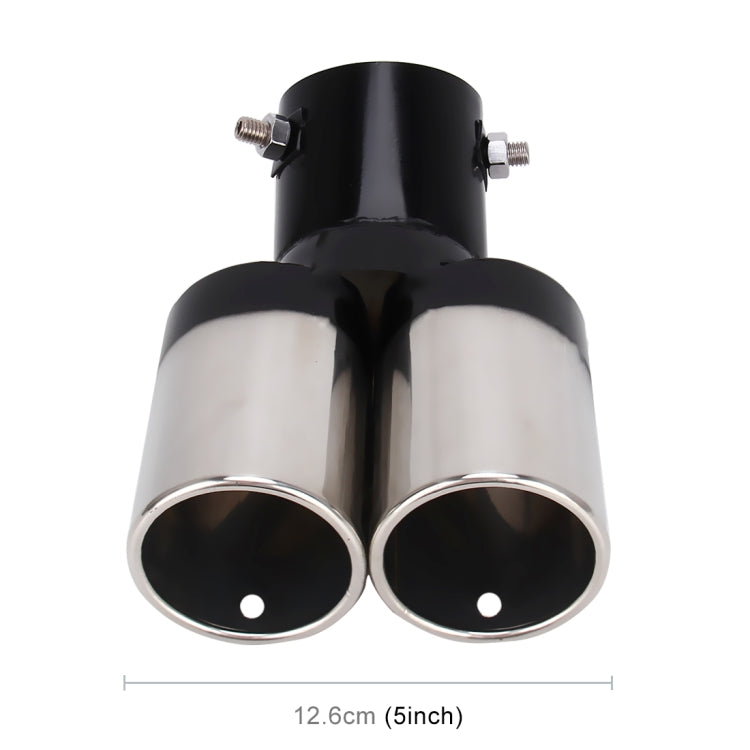 Universal Car Styling Stainless Steel Curved Double Outlets Exhaust Tail Muffler Tip Pipe(Black) - Exhaust Pipes by PMC TechLife | Online Shopping South Africa | PMC TechLife