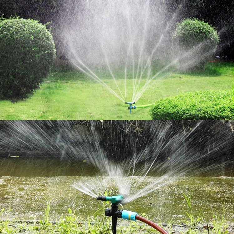Automatic 360 Rotating Adjustable Garden Water Sprinklers Lawn Irrigation System with 3 Arm Sprayers and Spike Base(Blue) - free shipping - PMC TechLife - Order now!