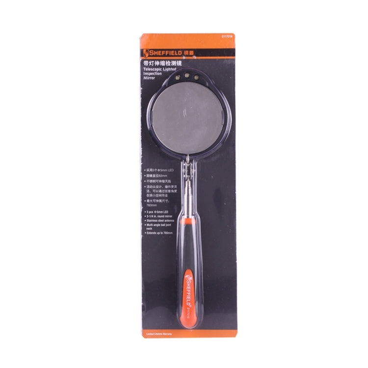 Retractable Vehicle Car Chassis Inspection Mirror with 3 PCS 5mm LED Lights, Mirror Diameter: 82mm, Max Expanding Length: 760mm - free shipping - PMC TechLife - Order now!