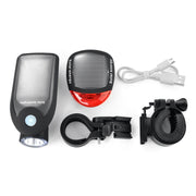2 PCS 3W 240LM USB Solar Energy Motorcycle / Bicycle Light Set, Front Light+Back Light(Black)
