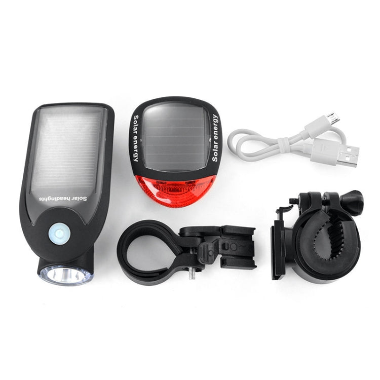 2 PCS 3W 240LM USB Solar Energy Motorcycle / Bicycle Light Set, Front Light+Back Light(Black)