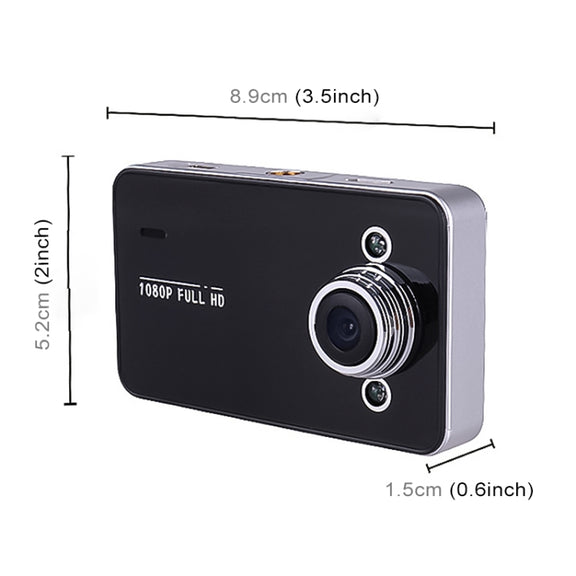 K6000 2.3 inch 140 Degrees Wide Angle Full HD 720P Video Car DVR, Support TF Card (32GB Max) / Motion Detection, with 2 Night Vision Fill Lights