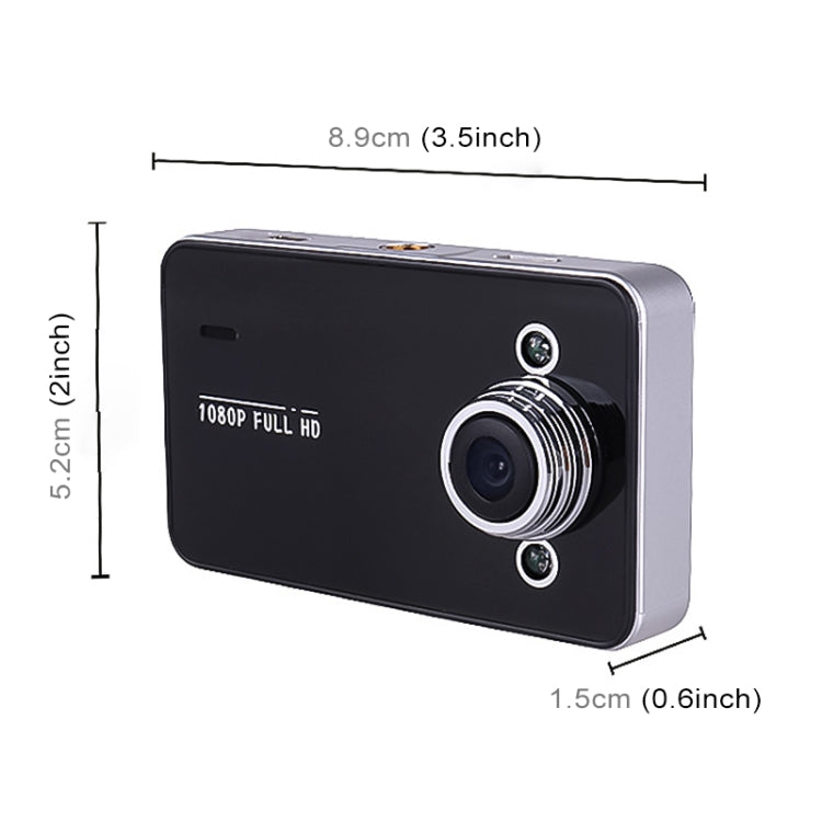 K6000 2.3 inch 140 Degrees Wide Angle Full HD 720P Video Car DVR, Support TF Card (32GB Max) / Motion Detection, with 2 Night Vision Fill Lights