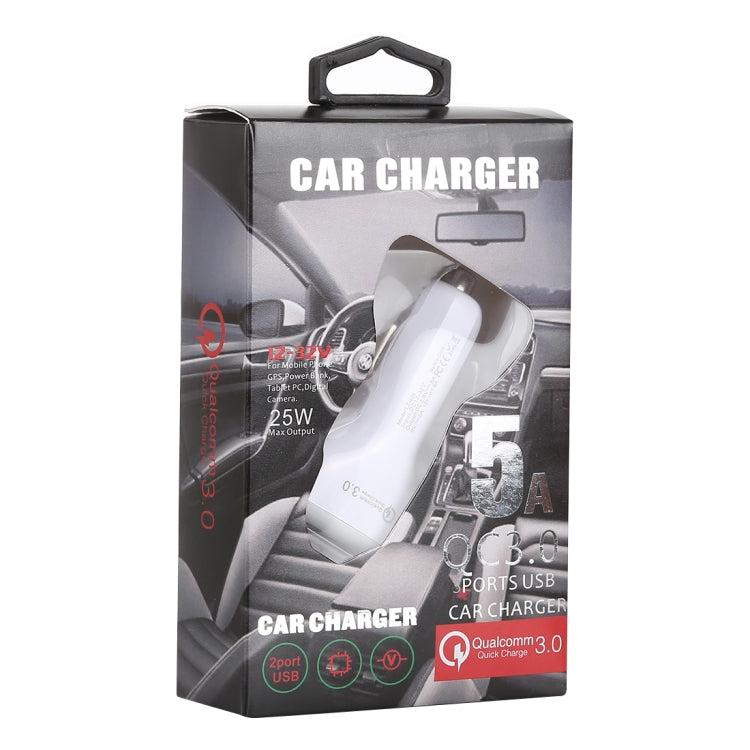 LZ-429 QC3.0 2.4A Three USB Ports Smart Quick Car Charger(White)