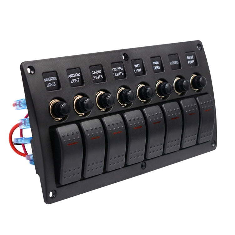 3Pin 8 Way Switches Combination Switch Panel with Light and Projector Lens for Car RV Marine Boat - Car Switches by PMC TechLife | Online Shopping South Africa | PMC TechLife