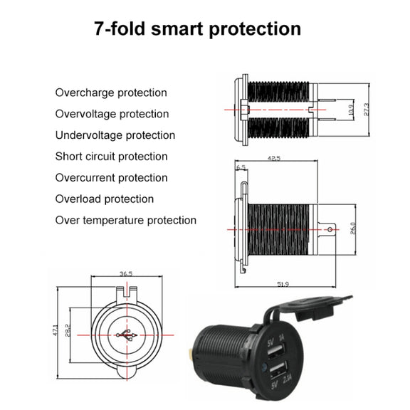 Car Motorcycle ABS Dual Port Charger