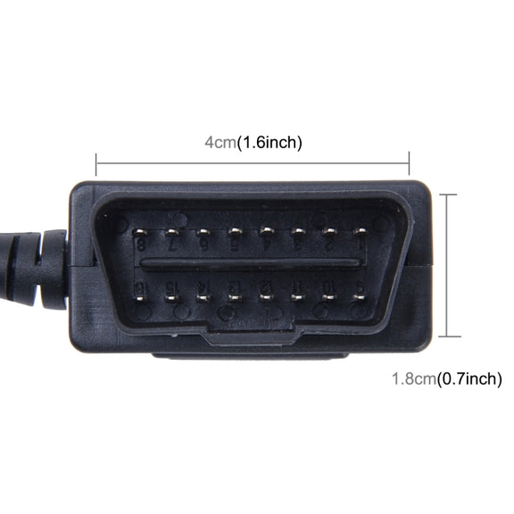 Car Auto 16Pin OBDII Charging Cable Mini 5 Pin USB Power Adapter with Switch Button for GPS Tablet E-dog Phone, Cable Length: 3.4m
