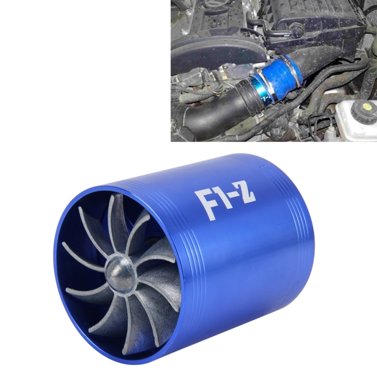 F1-Z Car Stainless Universal Supercharger Dual Double Turbine Air Intake Fuel Saver Turbo Turboing Charger Fan Set kit(Blue) - Engine Fittings by PMC Jewellery | Online Shopping South Africa | PMC Jewellery | Buy Now Pay Later Mobicred