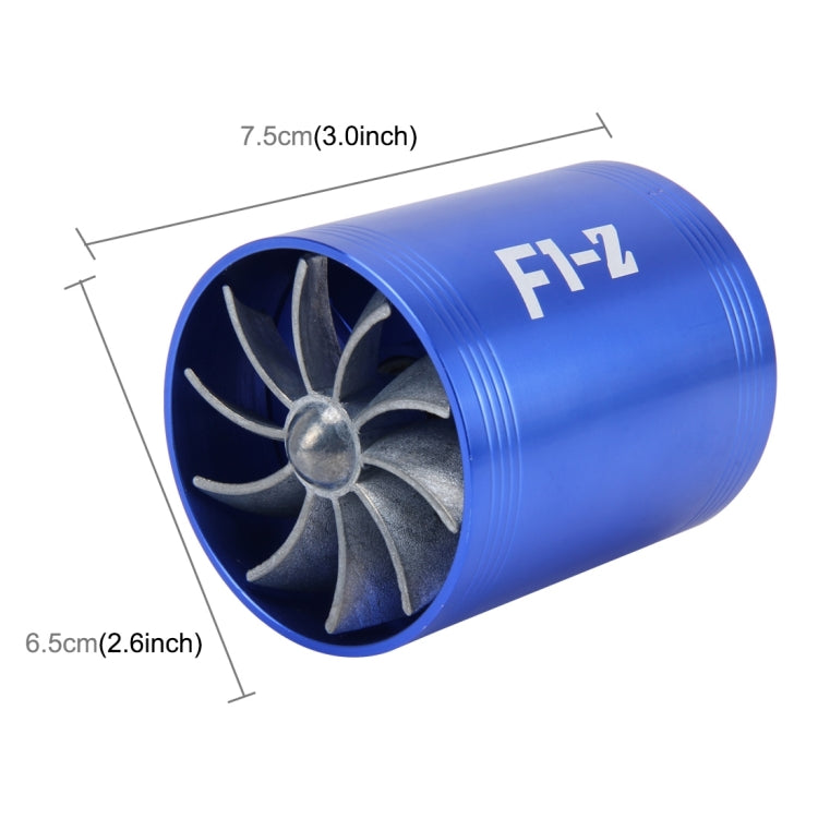 F1-Z Car Stainless Universal Supercharger Dual Double Turbine Air Intake Fuel Saver Turbo Turboing Charger Fan Set kit(Blue) - Engine Fittings by PMC Jewellery | Online Shopping South Africa | PMC Jewellery | Buy Now Pay Later Mobicred